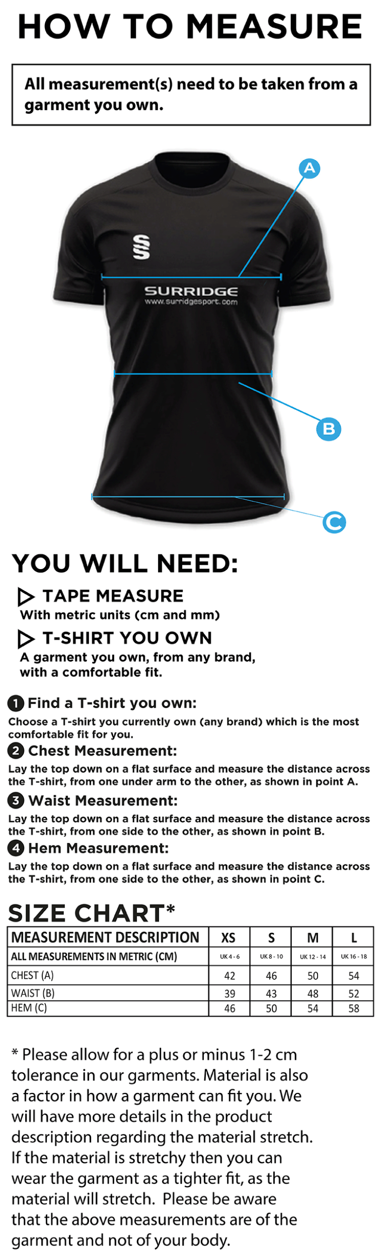 Staff Kit - Women's Dual Solid Colour Polo : Black - Size Guide