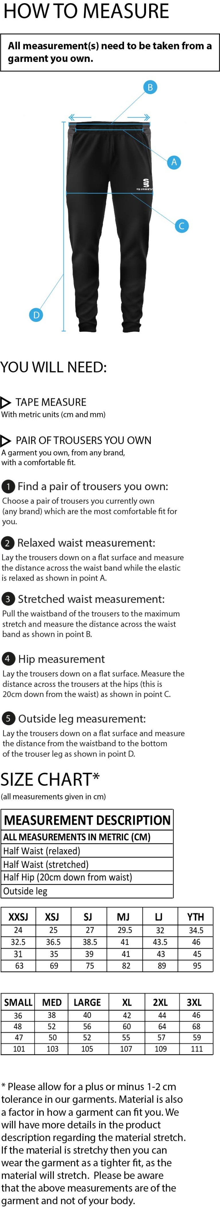 Staff Kit - Dual Skinny Pant : Black - Size Guide
