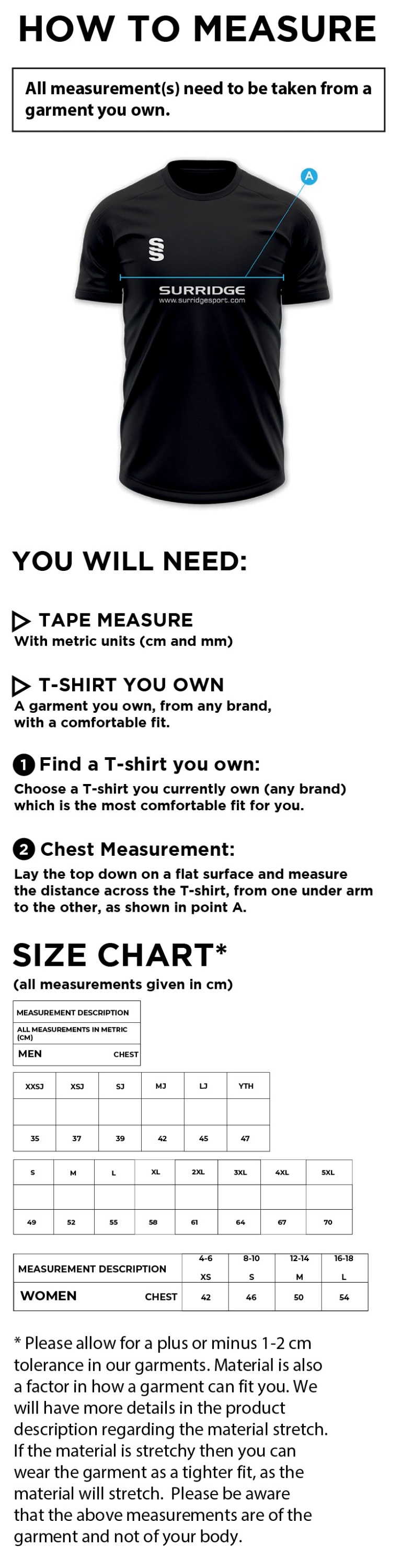 Football - Games Shirt : Bottle - Size Guide
