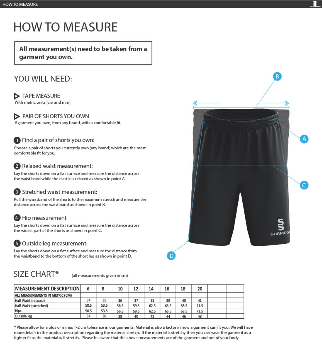 Staff Kit - Women's Ripstop Pocketed Shorts : Black - Size Guide
