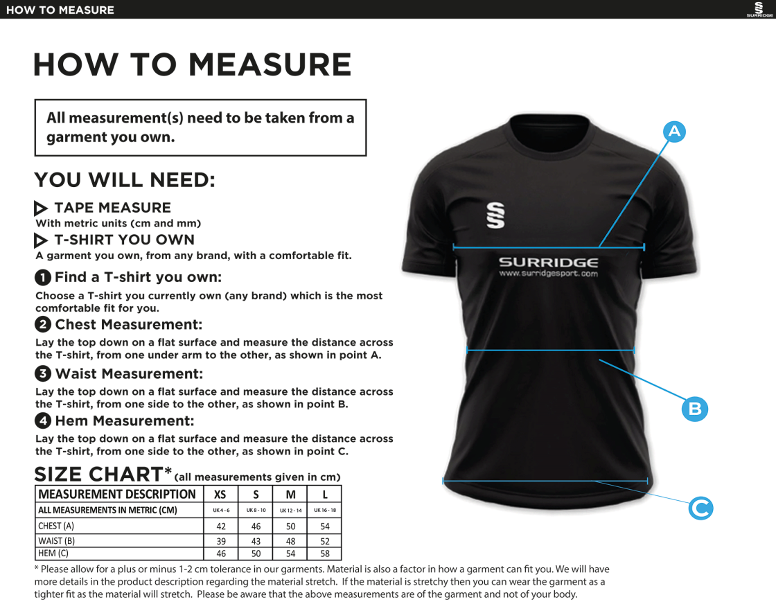 Staff Kit - Women's Dual Games Shirt : Black - Size Guide
