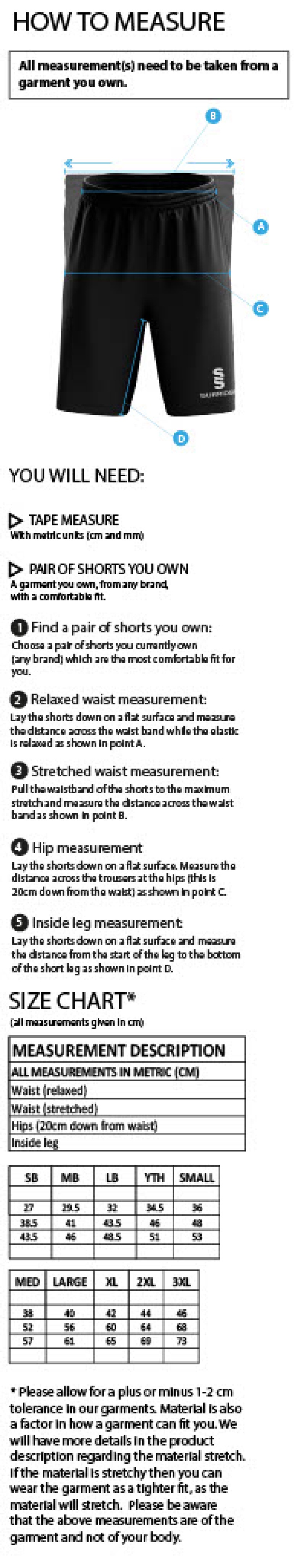 Staff Kit - Women's Ripstop Pocketed Shorts : Black - Size Guide
