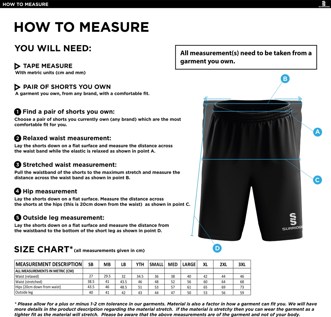 Staff Kit - Blade Shorts : Black - Size Guide
