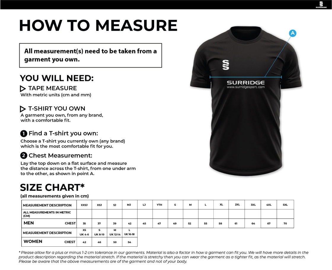 Football - Games Shirt : Bottle - Size Guide